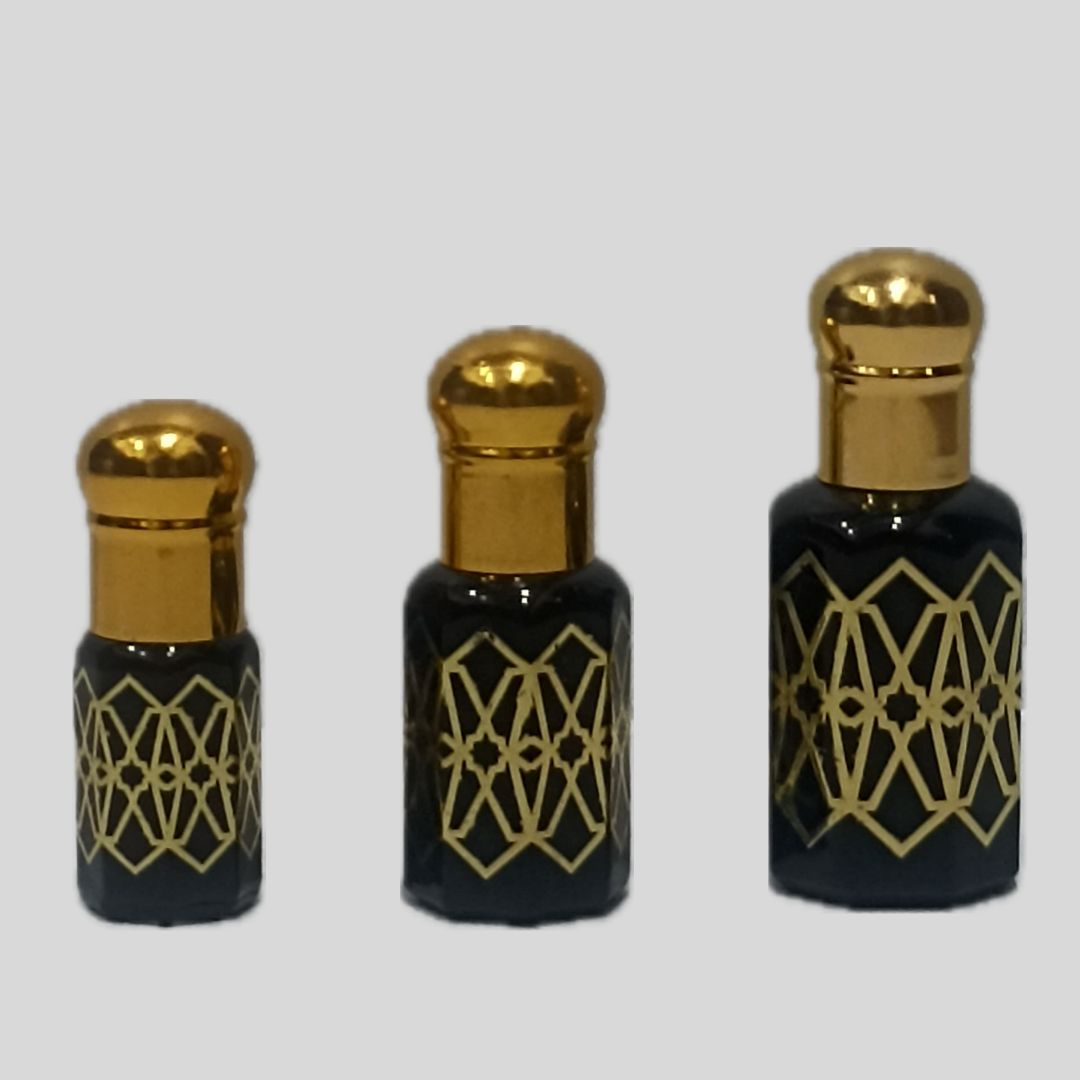 BLACK FOILING GOLDEN CAP & GOLD DESIGN - 3/6/12ML