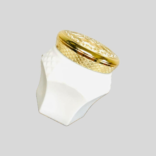 250 ML - BAKHOOR JAR WITH GOLDEN DESIGN CAPS - WHITE