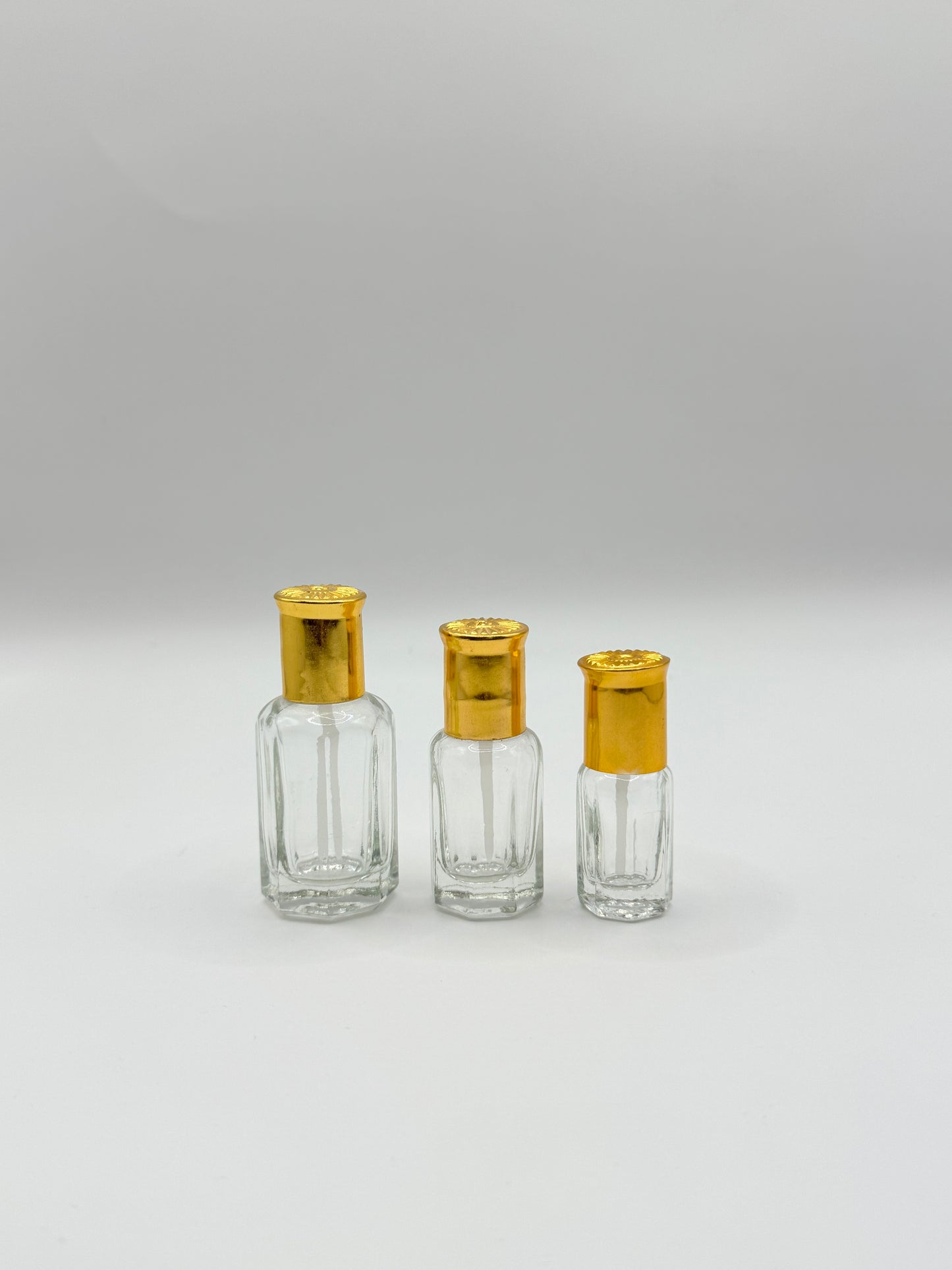 PATTI PLAIN ATTAR BOTTLE WITH GOLDEN CAPS - 3/6/12ML